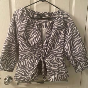 Grey and white zebra print jacket